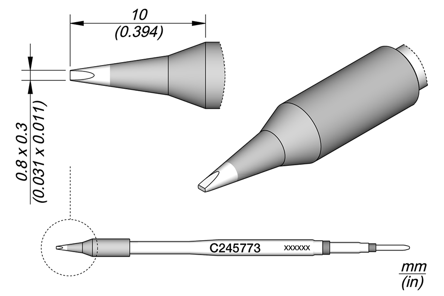 C245773 - Chisel Cartridge 0.8 x 0.3